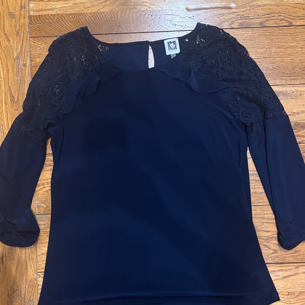 Anne Klein Navy Lace Women's Blouse